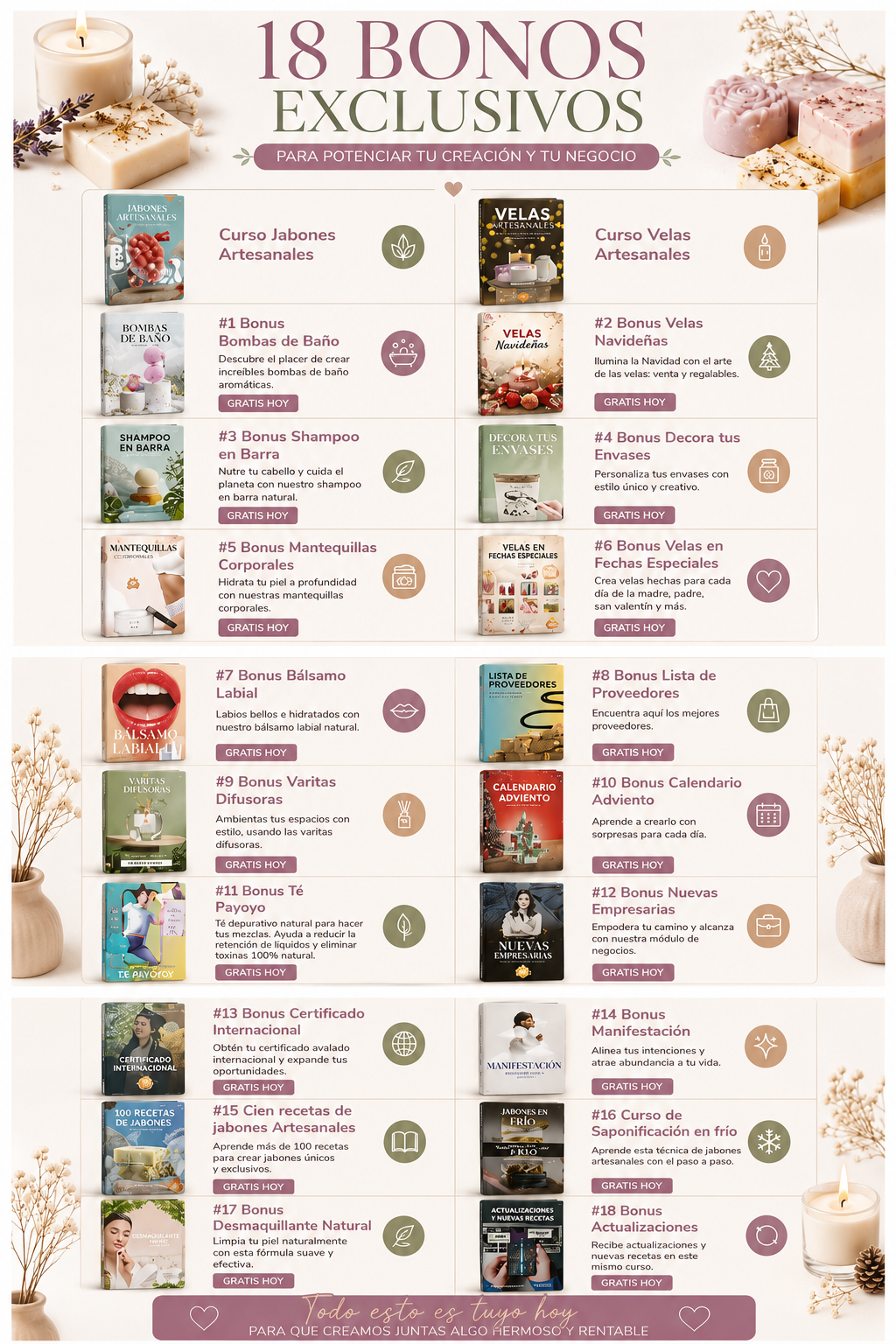 18 Bonos Exclusivos